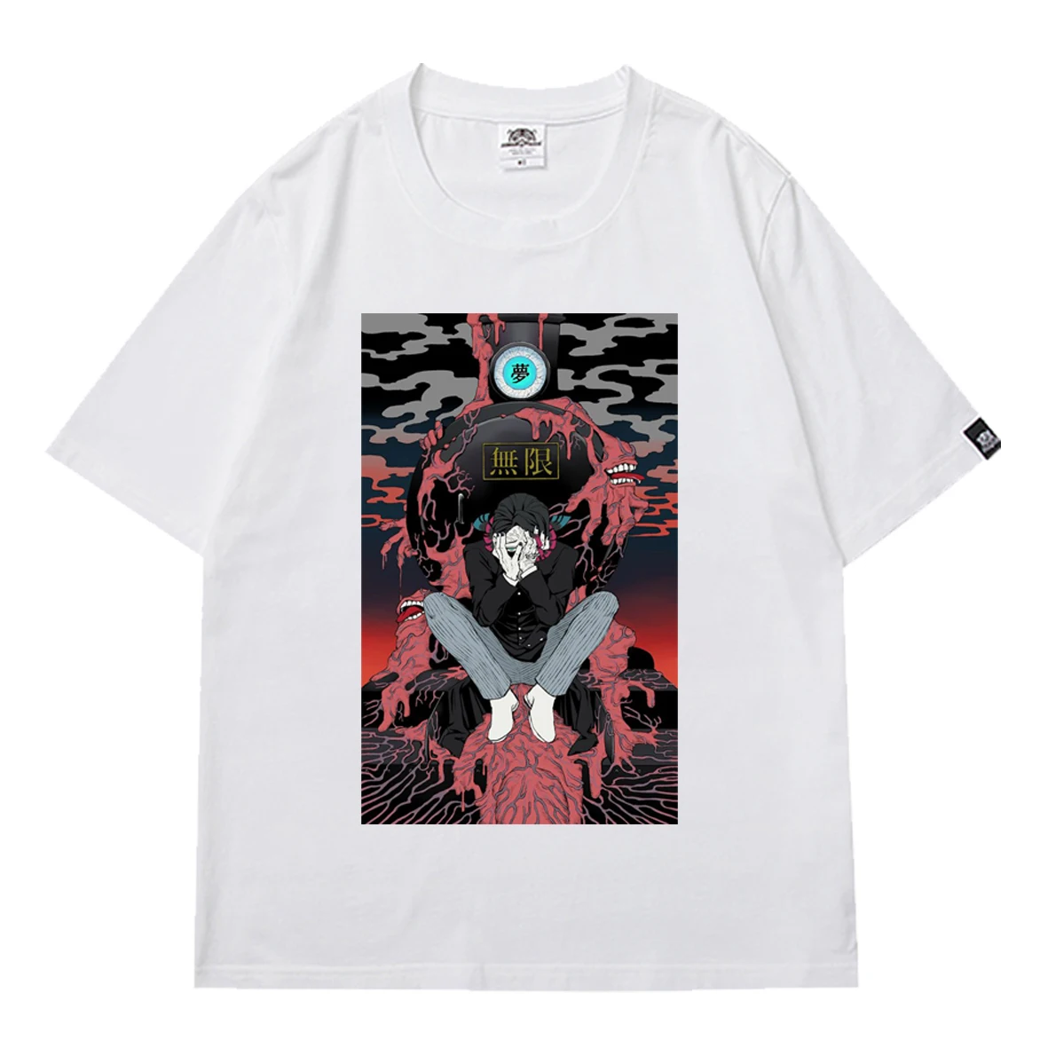 

2021 Hot Demon Slayer Anime Men T-shirt Tanjirou Print Oversized T-shirt Streetwear Harajuku Loose Short Sleeve Boys Male Tops