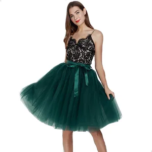 Юбка миди Женская плиссированная, 5 слоев, 65 см, из фатина, джинсовая, для вечеринки, юбка-пачка для танца