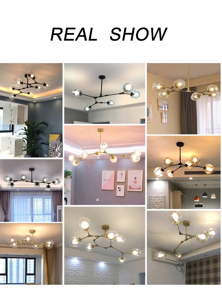Glass LED Chandelier Lights For Living Room Bedroom Study Chandeliers Lamp Home Furniture Decoration Light Simple Style Dero | Лампы и