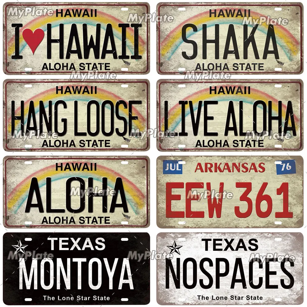 [MyPlate] старая Гавайская Лицензионная табличка металлический знак винтажный стиль