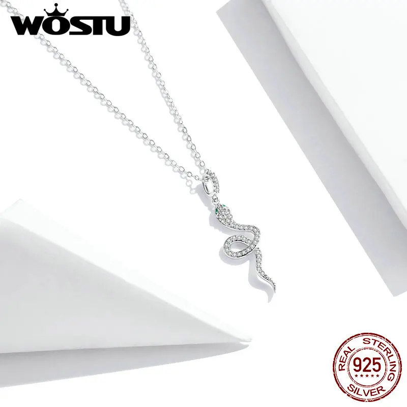 WOSTU подлинное серебро 925 пробы дух тайна змея кулон ожерелья для женщин Роскошные