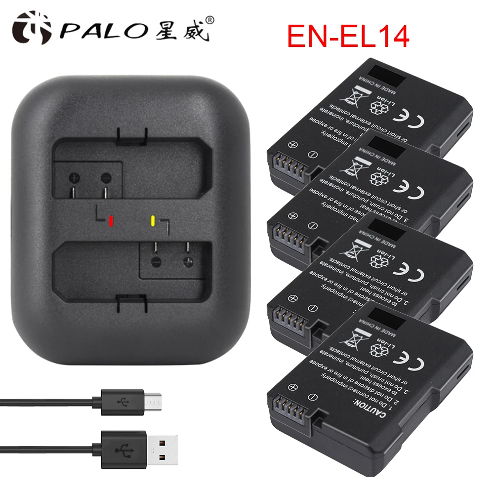 EN EL14 EL14A литий ионный аккумулятор + светодиодный USB двойное зарядное устройство