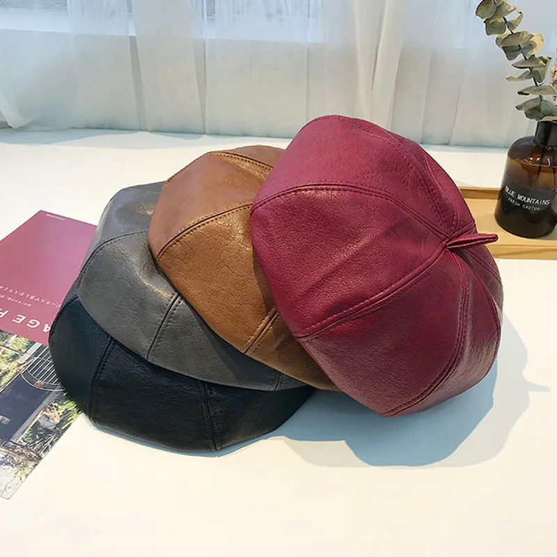 Женский берет LERFEY однотонный фальшивый теплая облегающая шапка во французском