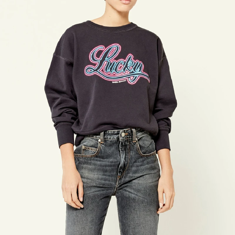 

Women Letters Print Sweatshirt 2021 New Early Autumn Cotton Long Sleeve O Neck Fashion Ladies Casual Jumpers Female Pullover Top