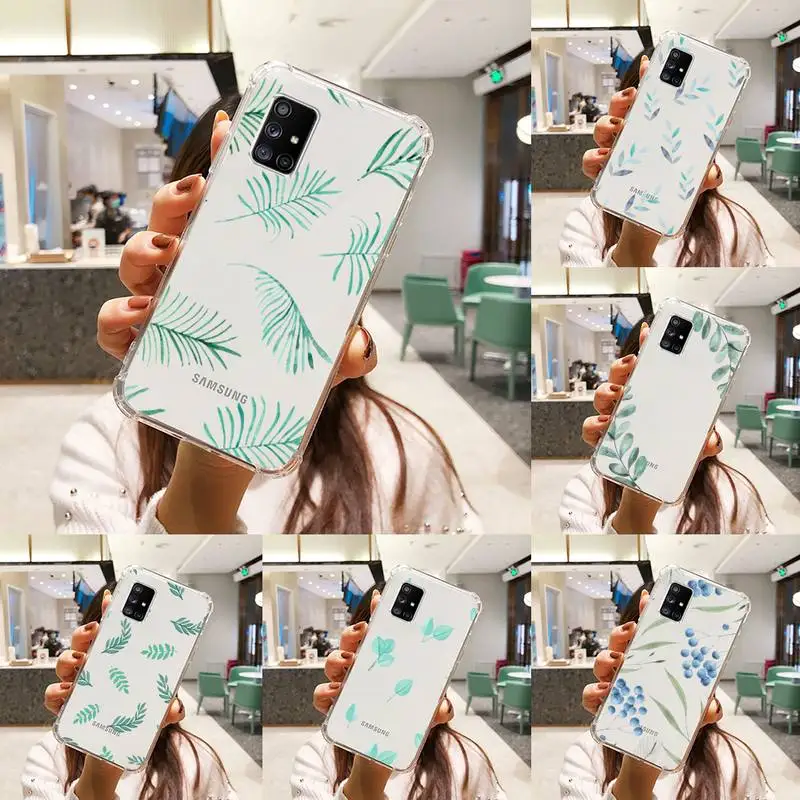 

Watercolor plants with flowers Phone Case Transparent For Samsung S 10 9 20 11 7 8 21 6 P Edge PLUS ULTRA 4G 5G