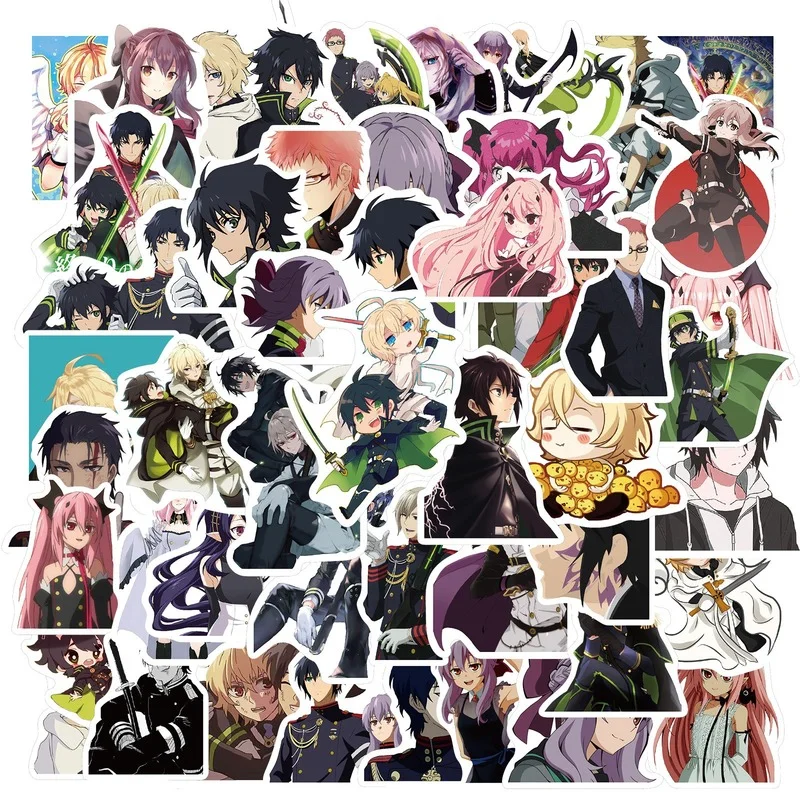

50pcs Cute Seraph of The End Anime Stickers Skateboard Guitar Laptop Luggage Bicycle Decals Sticker Kids Waterproof Stikers Toys