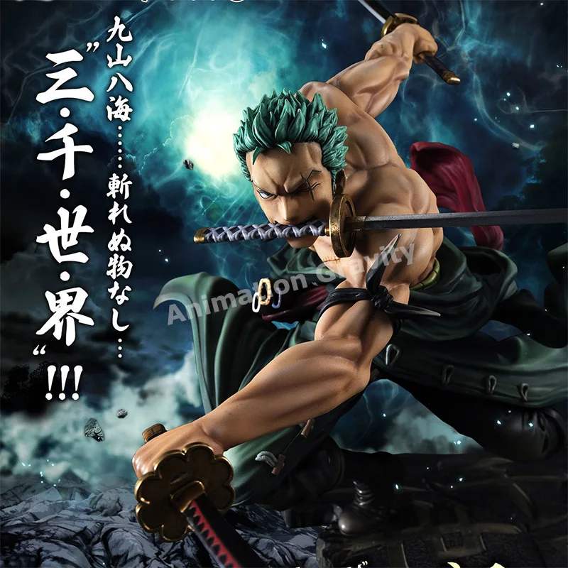 Figura de Ação Peça Anime Figura Novo Mundo Roronoa Zoro Três Mil Grande Asura Pvc Modelo Presentes Aniversário Estatueta Uma