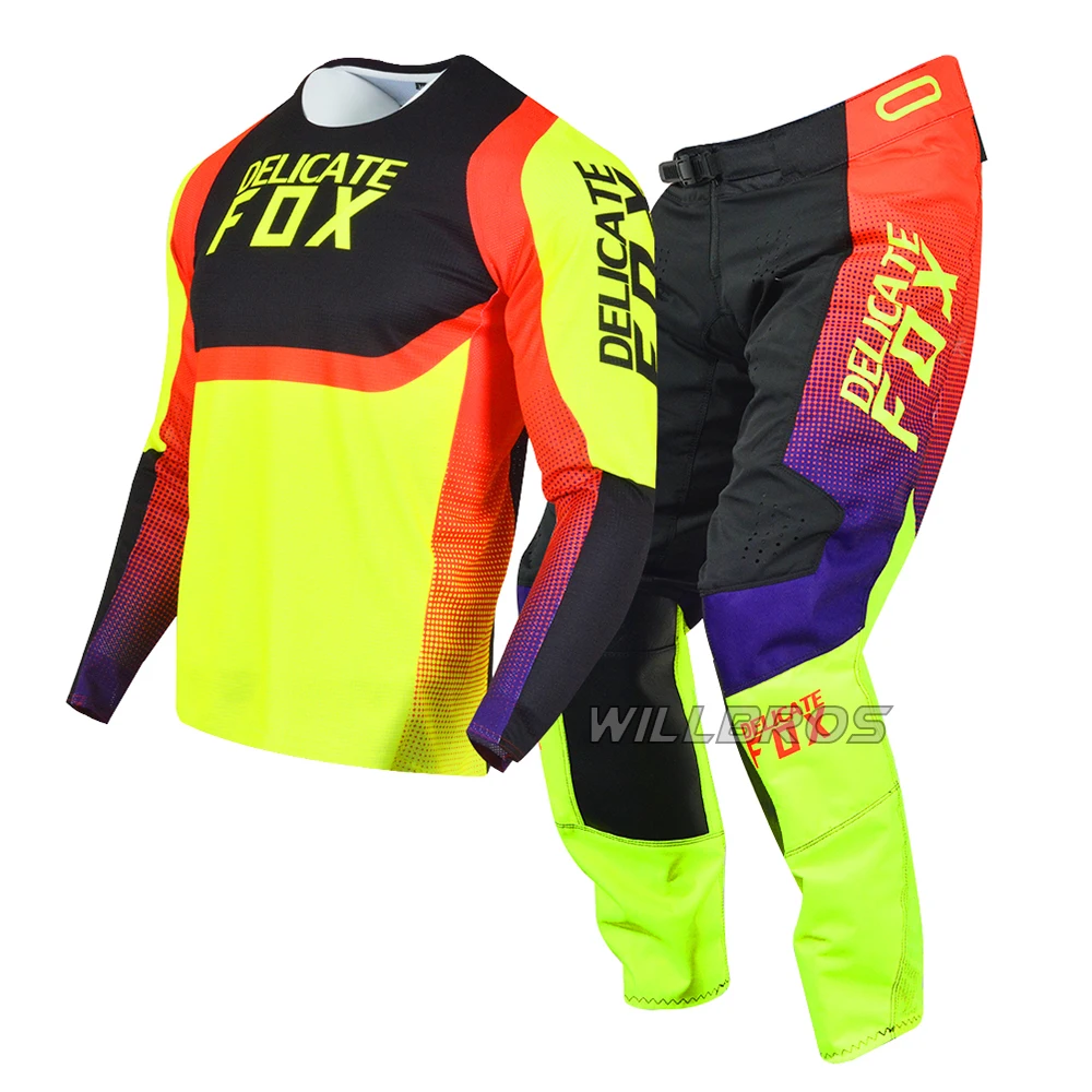 

Motocross Racing Gear Set Delicate Fox 180 360 Jersey Pants Cycling Offroad Kits MX MTB ATV BMX Bike Suit Mens