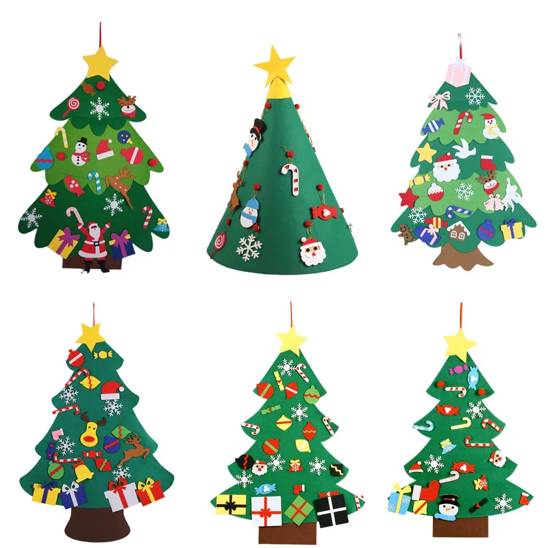 

DIY Felt Christmas Tree Christmas Decoration for Home Xmas Tree Christmas Ornament Navidad Santa Claus Gifts New Year 2022