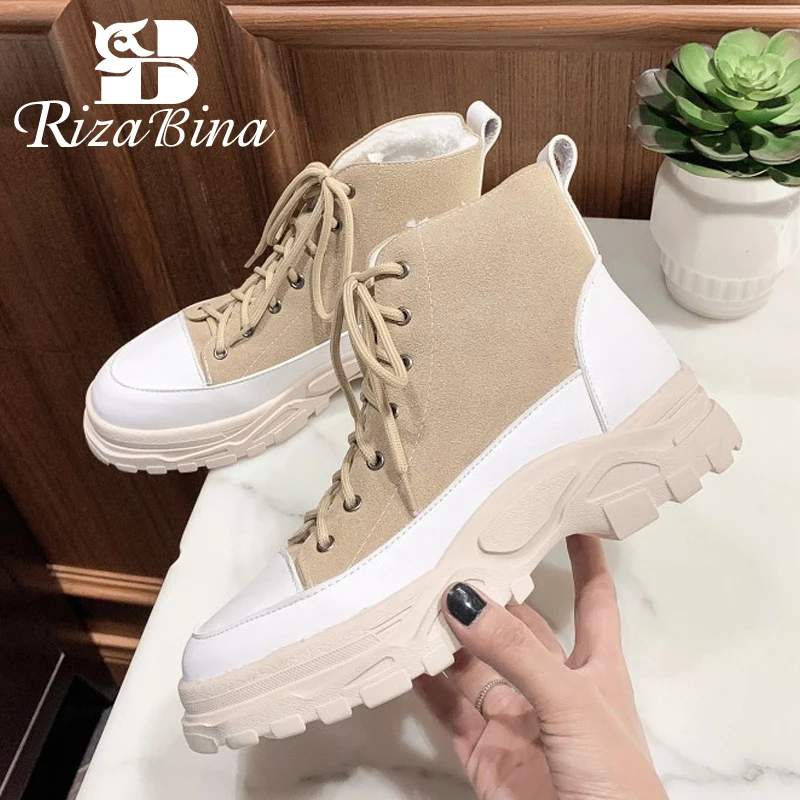 RIZABINA/Размеры 29-43 Ботильоны для женщин с круглым носком на толстой подошве