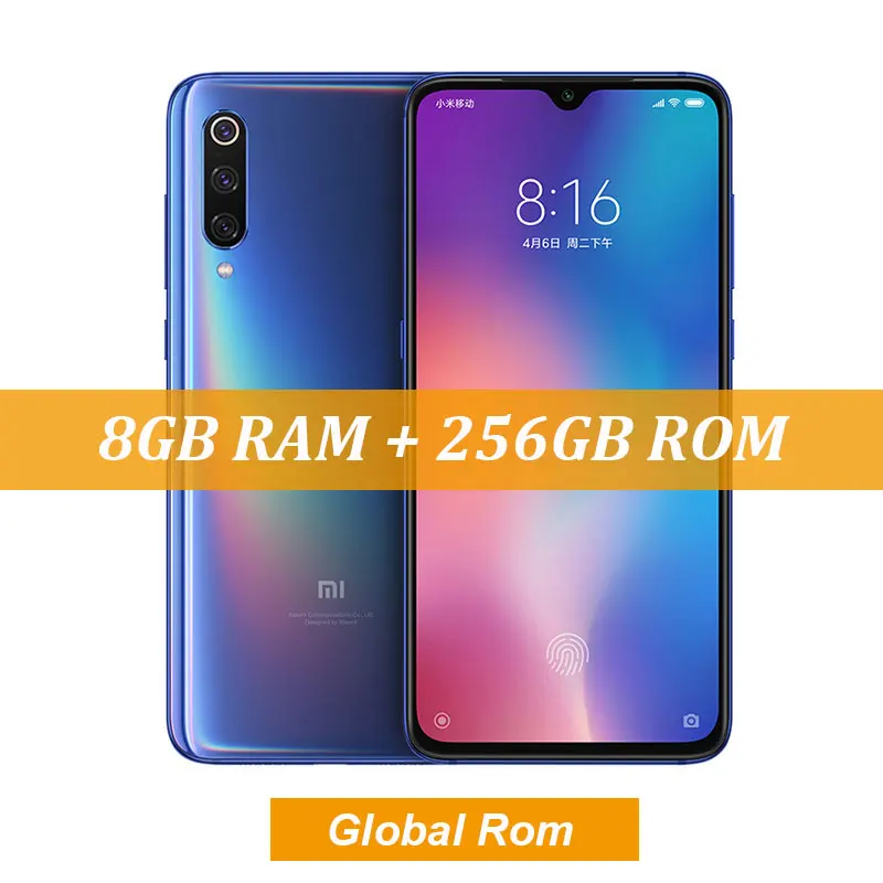Глобальный Встроенная память Сяо mi 9 mi 9 8 GB 128 GB Snapdragon 855 Octa Core 6,3" 1080 P AMOLED смартфон 48MP тройной камеры мобильного телефона - Цвет: 8G 256G Blue