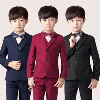 children formal dress suit sets flowwer boys blazer vest pant 3pcs outfits kids wedding party piano performance host costume