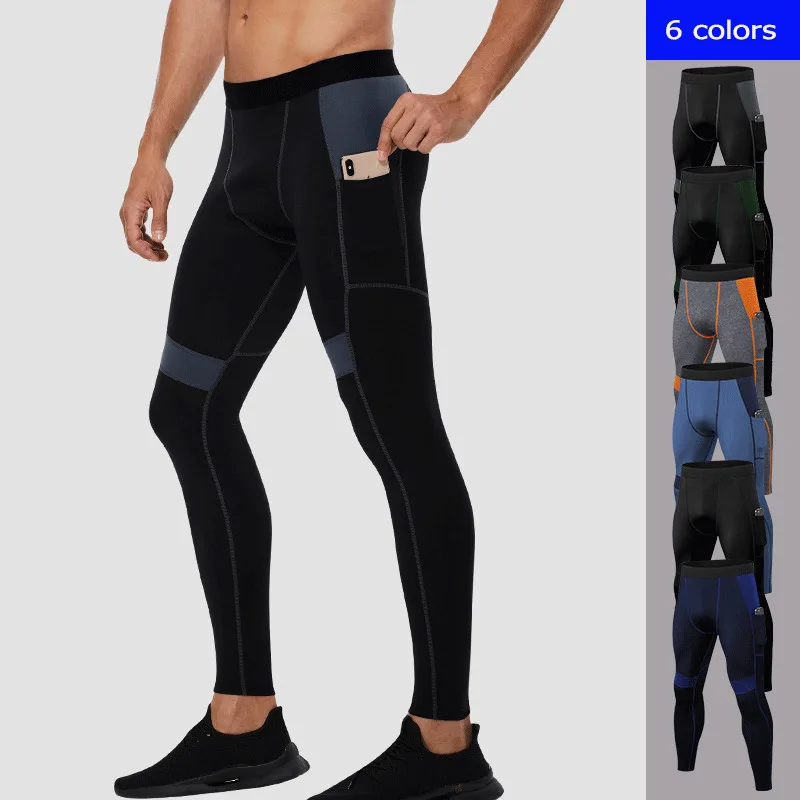 

Lovmove Spandex Men Pocket Compression Fitness Leggings Male Tights Gym Trousers Sweatpants Quick Dry Sport Running Pants