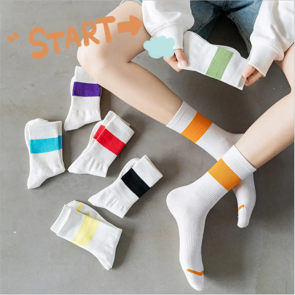 

New Socks Female Winter Thickening Warm High Elastic Tide Socks Color Matching College Wind Ins Wind Socks Ladies Long Socks