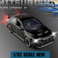 high simulation 132 mitsubishi lancer evolution police model car alloy slide car toy 6 open door kids toy car gifts wholesale