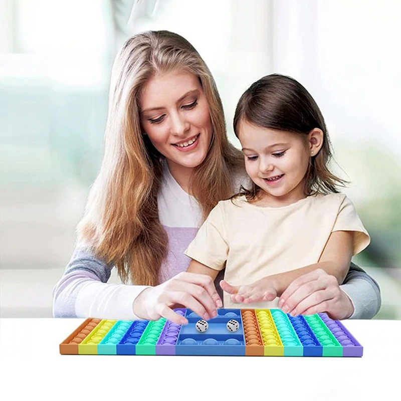 

Large Size Fidget Popits Game Rectangular Rainbow-colored Chessboard Eradication Desktop Family Table Board Games Kids Gift