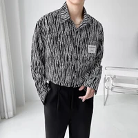 fashion striped shirt for men loose lonng sleeve casual shirts streetwear hip hop oversize social party nightclub male clothing