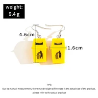 european and american fashion personality creative funny yellow trash can earrings exaggerated resin earrings earrings