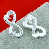 925 sterling silver heart with heart earrings for women lady gift fashion charm high quality wedding jewelry gifts