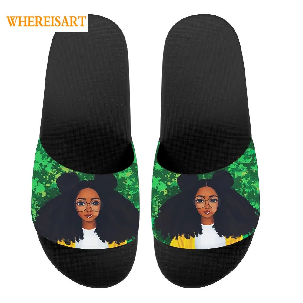 WHEREISART афро для девочек черного цвета женская обувь с рисунком женские туфли