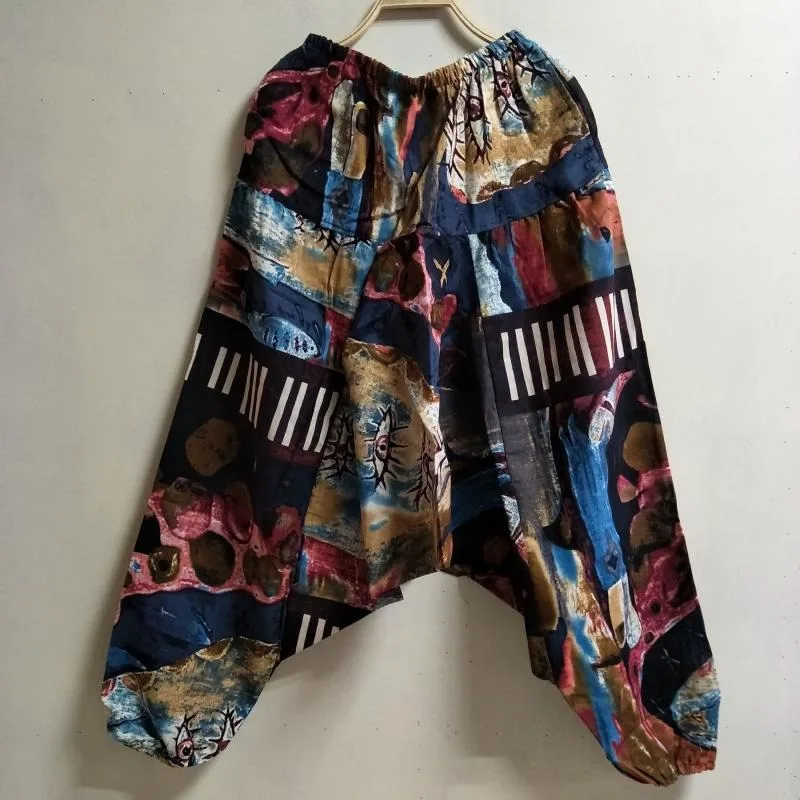 Мужские и женские Мешковатые шаровары из хлопка льна широкие брюки в стиле