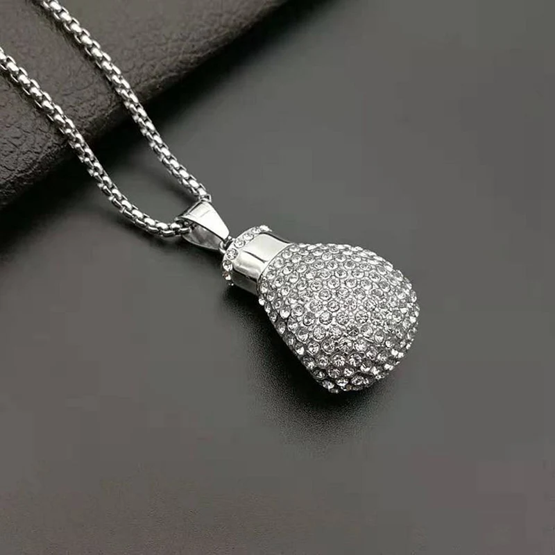 В стиле хип хоп Rock Полный Стразы Bling лед из Нержавеющая сталь Боксёрские перчатки