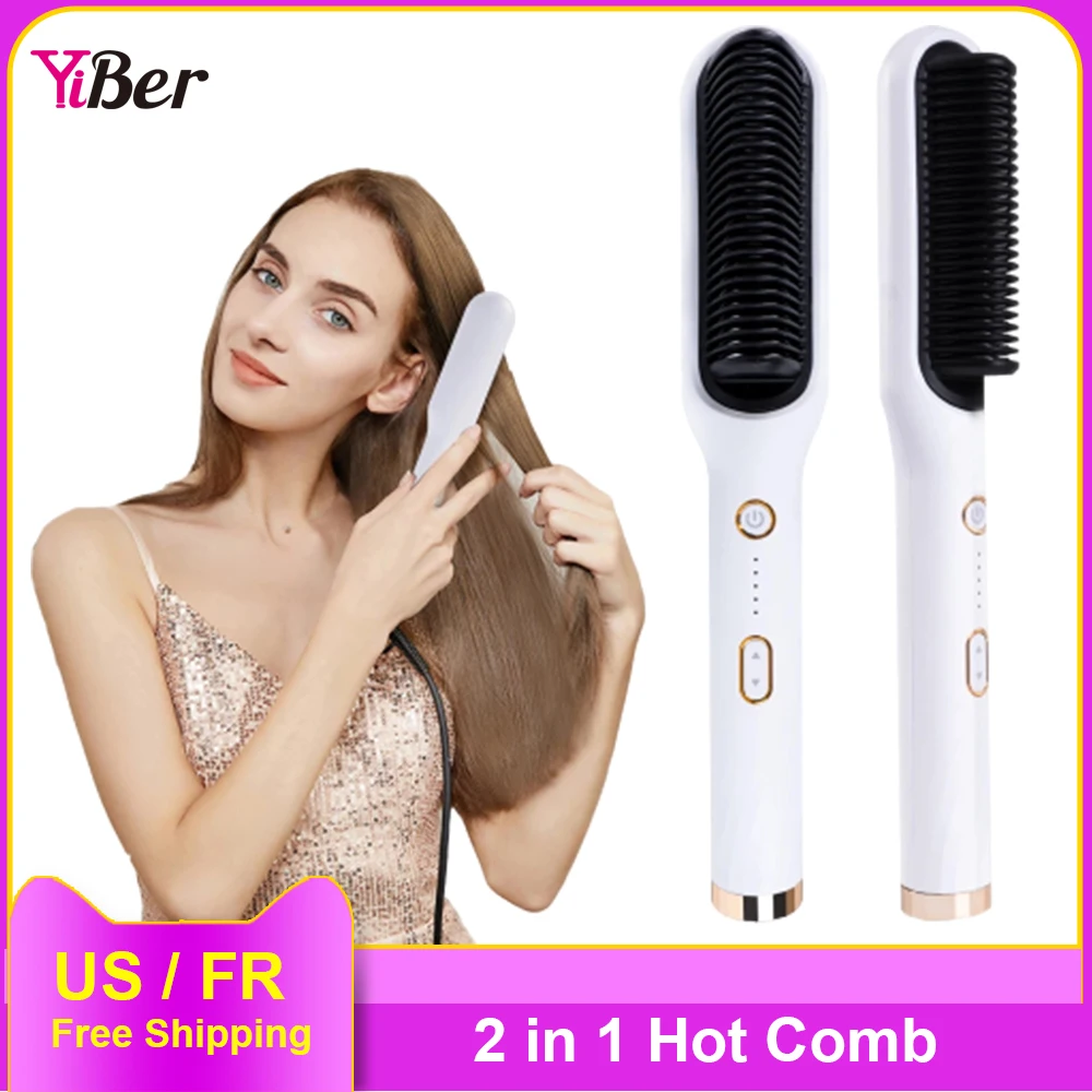 

Профессиональный Выпрямитель для волос, плойка, щетка, керамический электрический выпрямитель для бороды, щетка для быстрого нагрева, выпр...