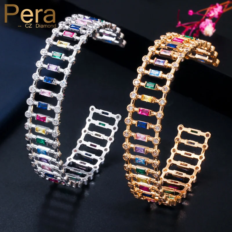 Ювелирные изделия Pera Z063 для женщин с красными и радужными Фианитами большие