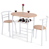costway 3 piece dining set table 2 chairs bistro pub home kitchen breakfast furniture