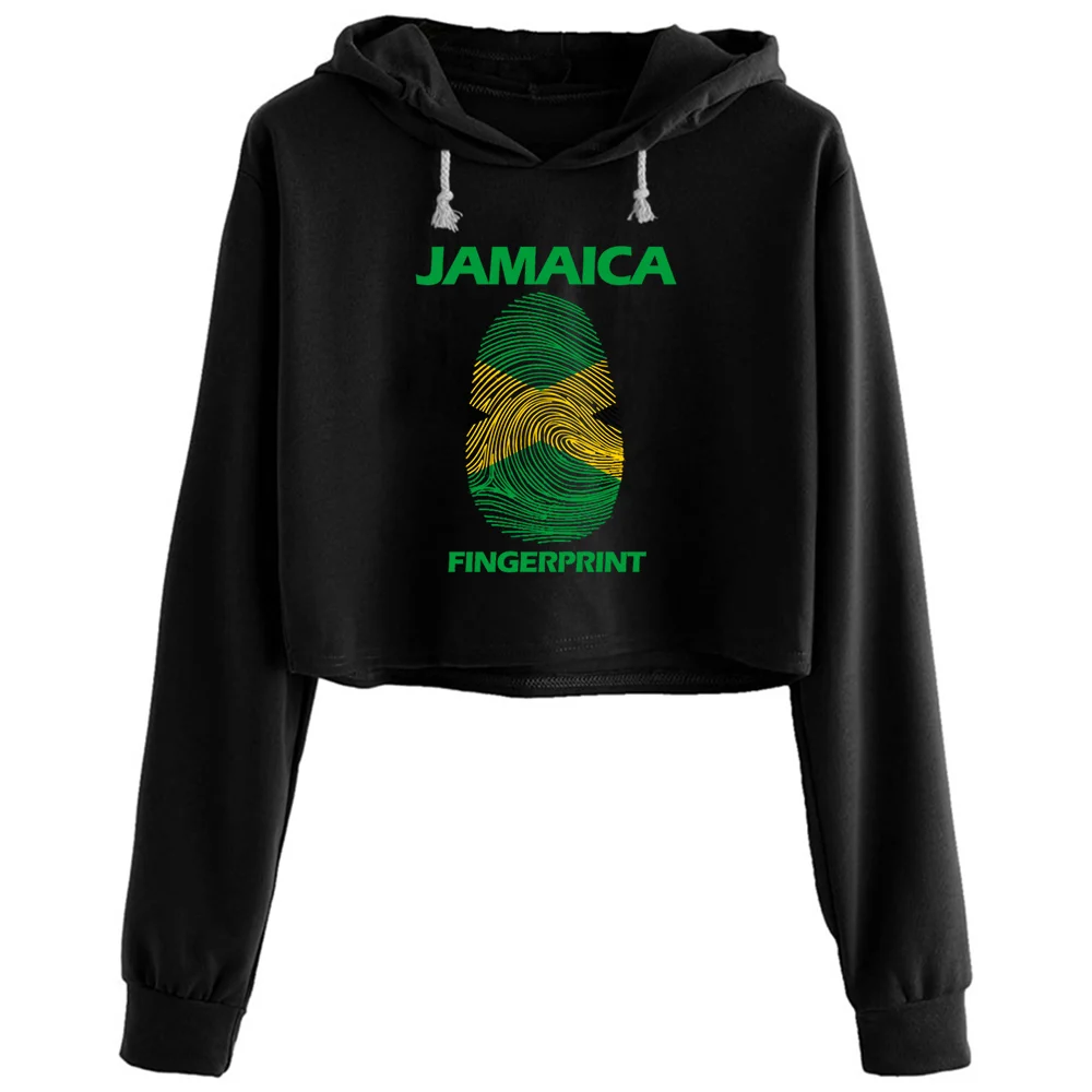 

Jamaica Fingerprint Crop Hoodies Women Kpop Korean Y2k Kawaii Pullover For Girls