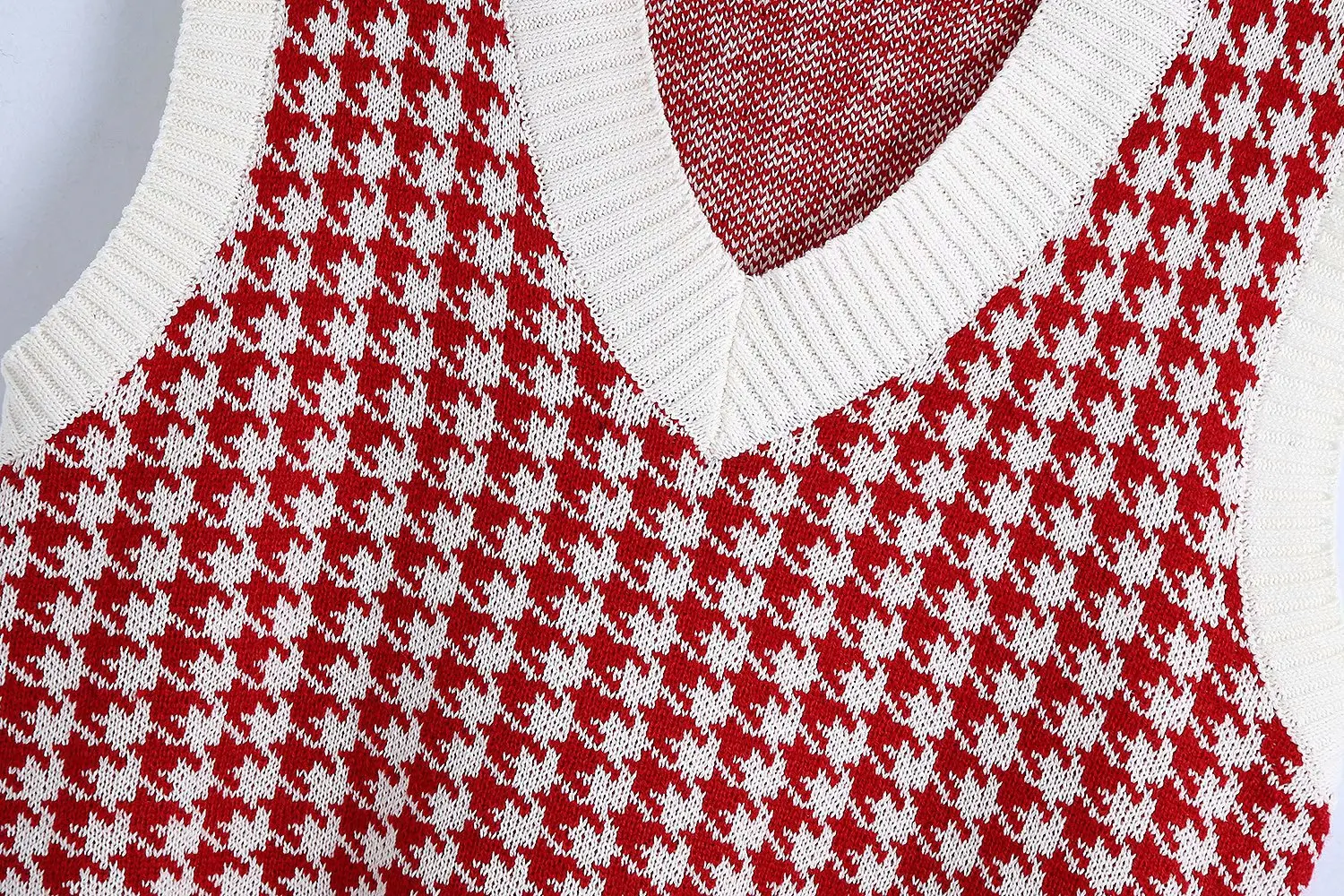 

Autumn women's fashion houndstooth loose knit vest sweater winter clothes women 2020 Vintage V-Neck Sleeveless woman sweaters