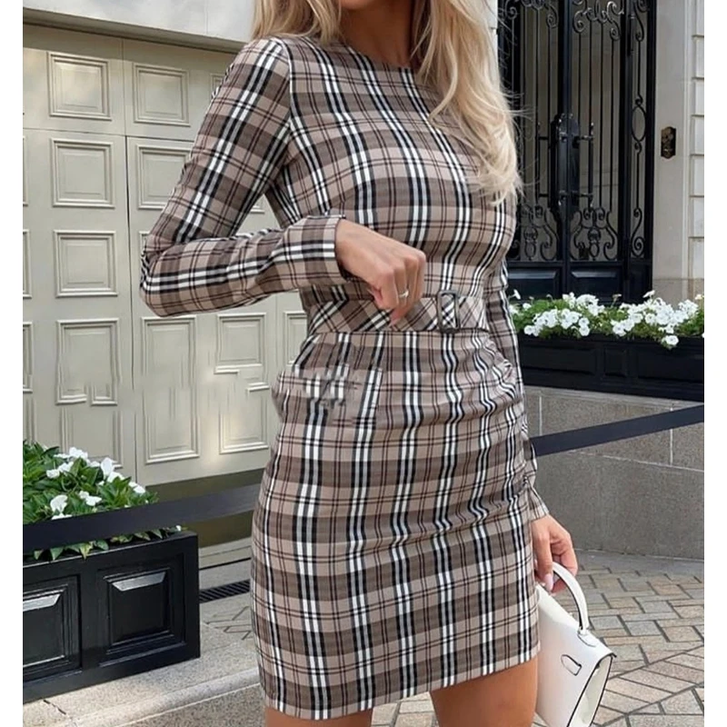 

Wepbel одежда для свиданий, модное облегающее платье, платья, клетчатое платье, женские сексуальные платья-футляры с длинным рукавом, мини-платья с высокой талией