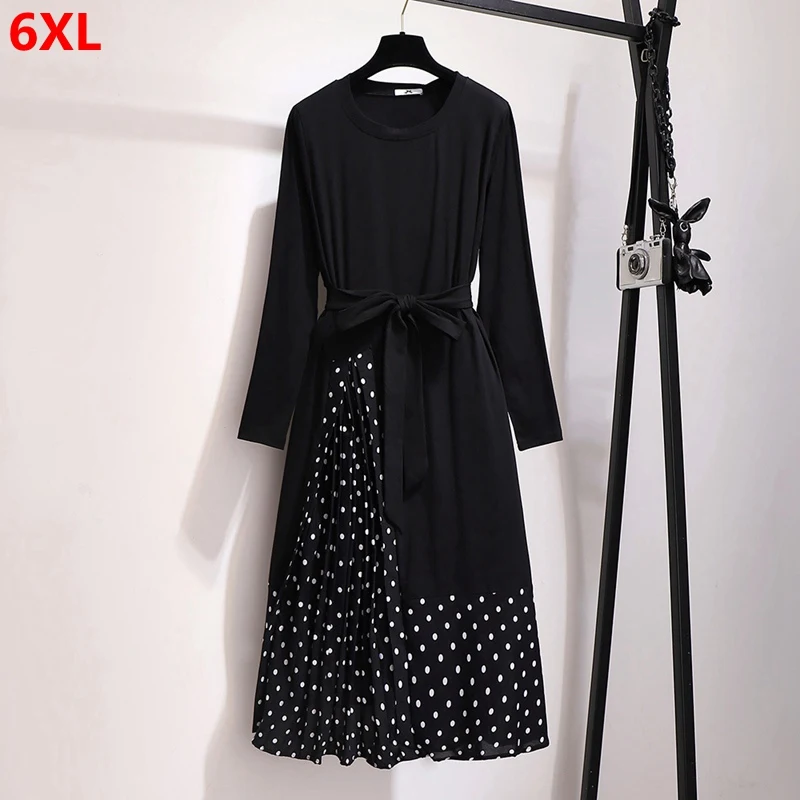 

Oversize women's sister base dress spring autumn age reduction was thin long skirt 120kg long party dress plus size women
