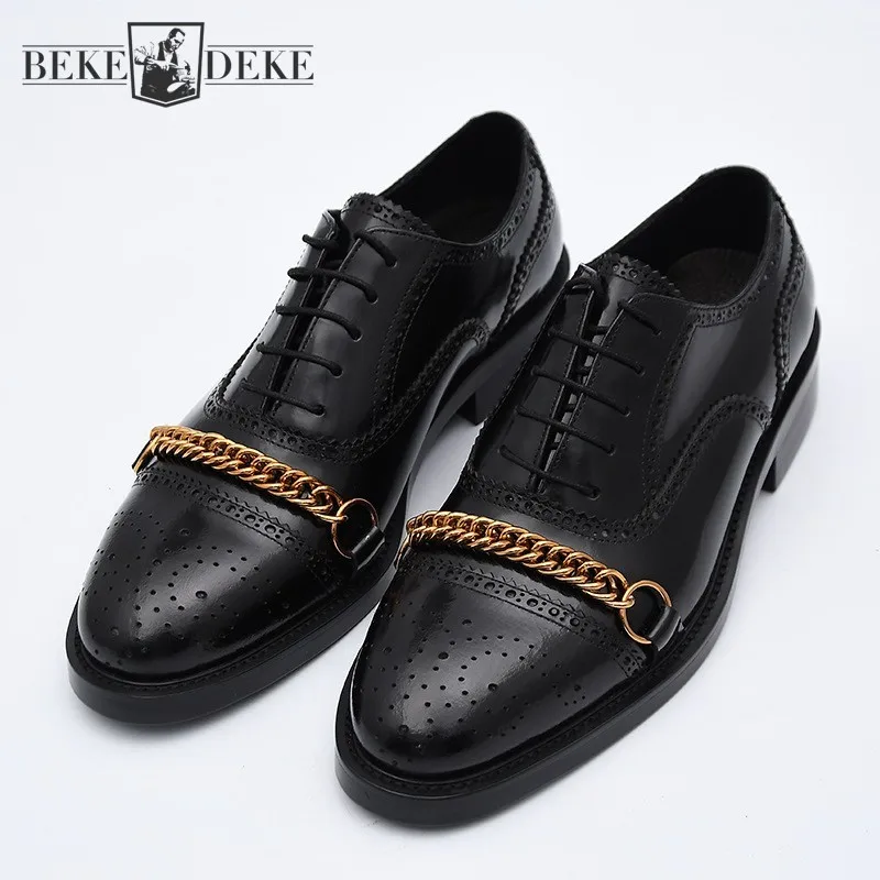 Брендовые туфли-броги мужские классические деловые туфли из воловьей кожи с