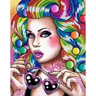 5D алмазная живопись сделай сам, Толстая девушка с цветными волосами, полноразмернаякруглая вышивка, наборы для вышивки крестиком, мозаичные наклейки на стену