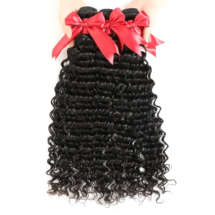

30 inch Bundles Deep Wave Bundles 100% Peruvian Hair Bundles Natural Color Alianna Hair Human Hair Extensions Deep Wave