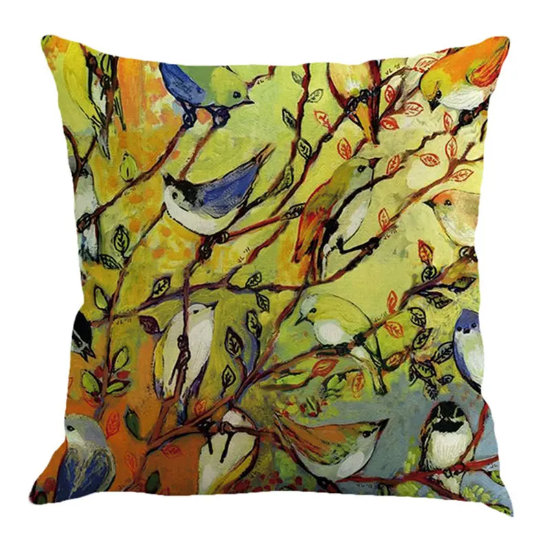 Чехол для подушки большого размера наволочка дивана с цветочным принтом птиц