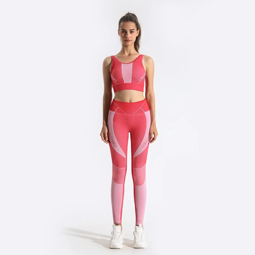 Бесшовный Женский комплект для йоги фитнеса бега тренажерного зала лидер продаж