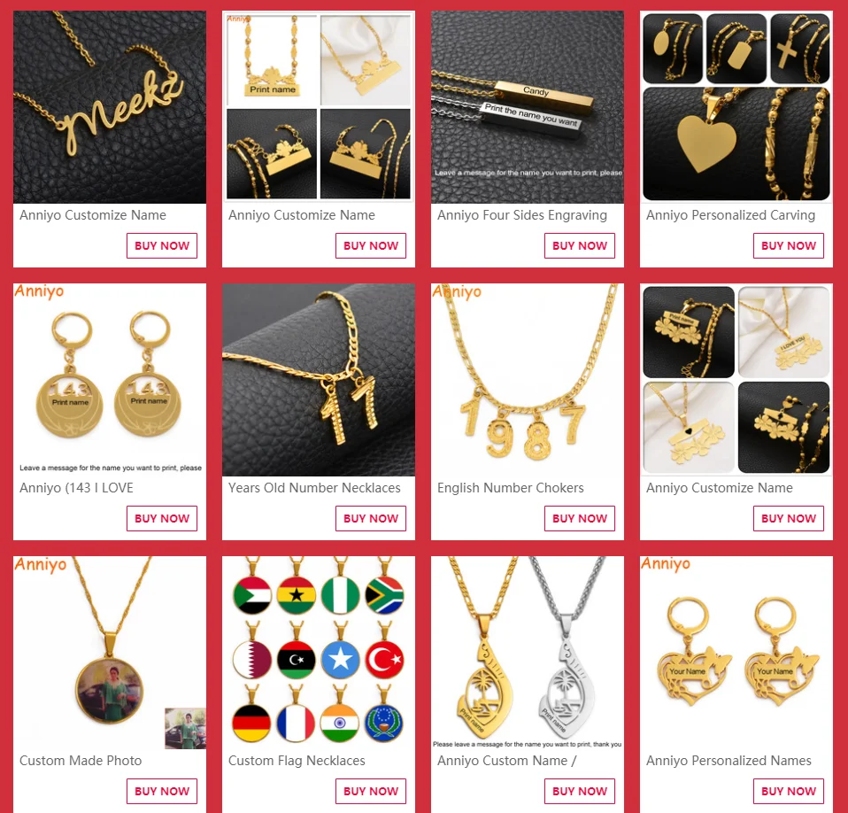 Anniyo Customize Name Letters Pendant Necklaces,Personalized Print Date of Birth or Your Idea Hawaiian Flowers Jewelry#107421