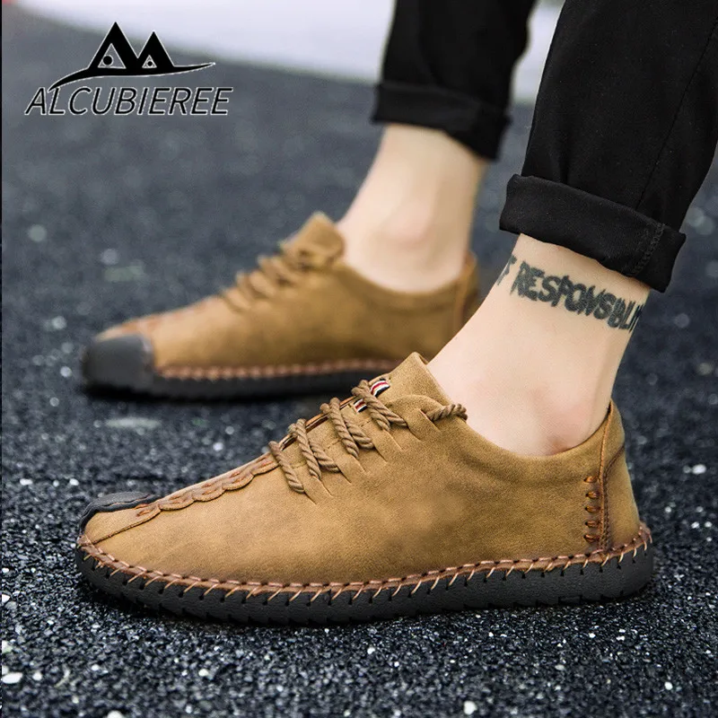 Туфли мужские кожаные ручной работы модная повседневная Уличная