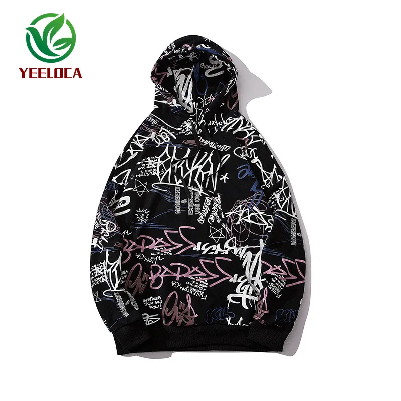 Dropshipping Graffiti Men Hoodie Women Couple Autumn Winter Warm High Street Hip Hop Band Rock Sweatshirt Long Sleeve