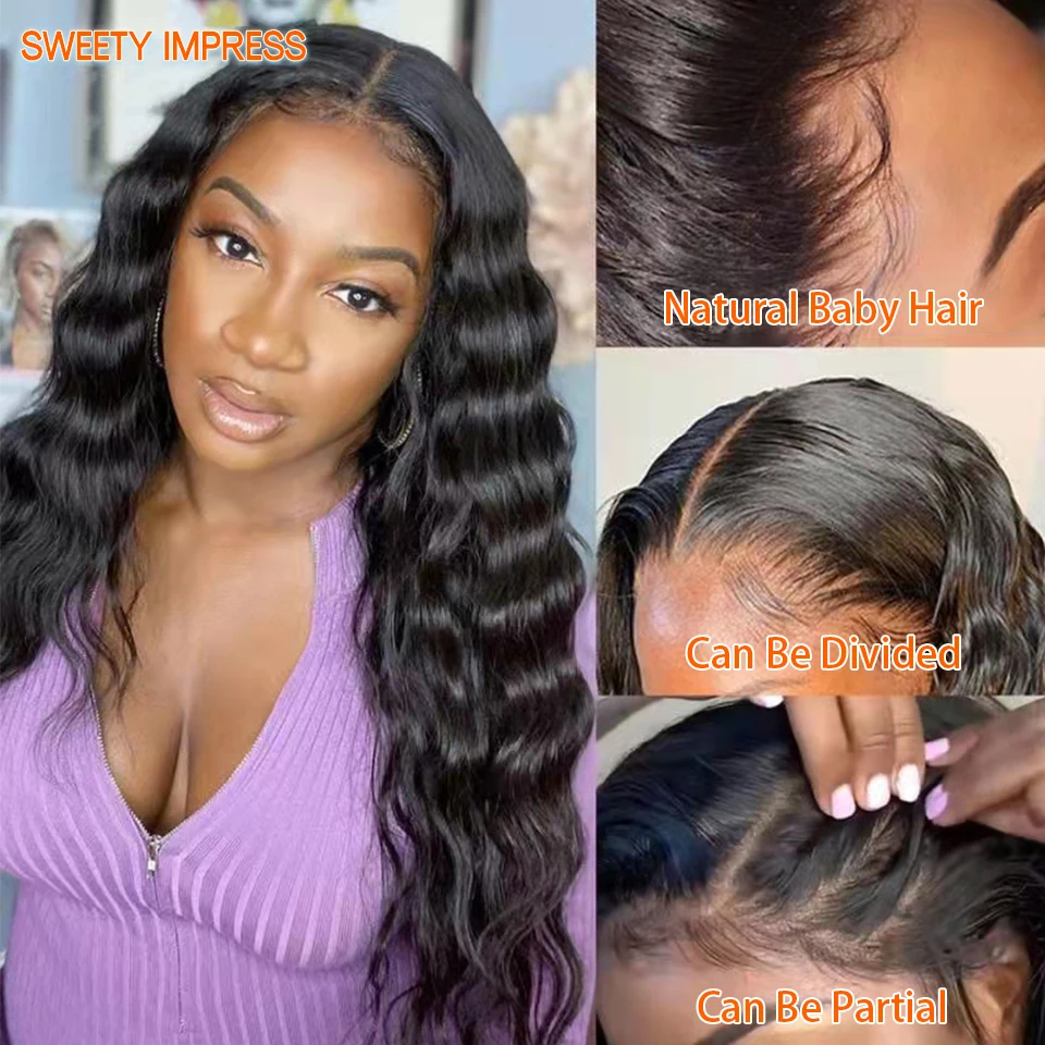 Transparent Lace Front Wigs Human Hair wigs Loose Deep wigs for black women 13x4  Lace Frontal Wig with Baby Hair natural color images - 3