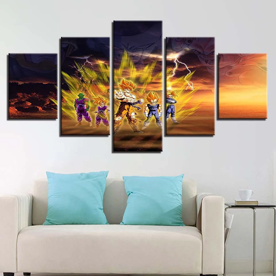 Dragon Ball плакаты на стену изображения для Гостиная картины 5 штук Son Goku Saiyan аниме
