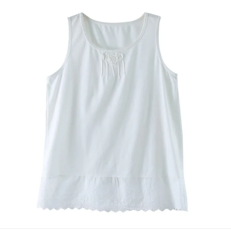 2020 Spring Summer T-shirt Women Slim-type All-match Tops New Casual Ladies O-Neck Sleeveless Spliced Mori girl | Женская одежда