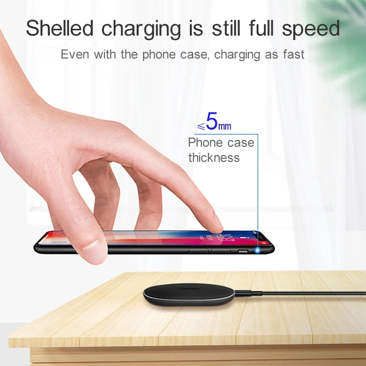 

10W Max Pad Qi Standard Wireless Charger with Indicator Light Fast Charging ABS