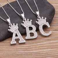 new design a z silver letters charm crown pendant initial alphabet necklace for women men accessories name jewelry wholesale