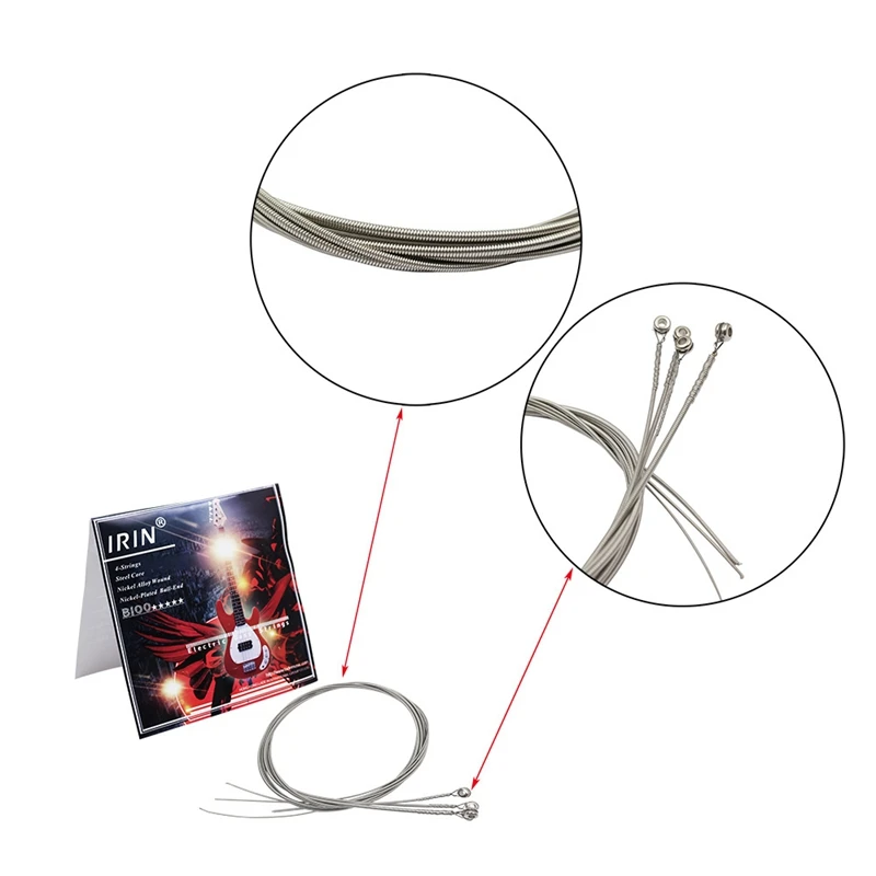 

Irin 4Pcs Electric B Strings Set Steel Core Nickel Plated Alloy Wound B String Replacement Guitar Accessories B100