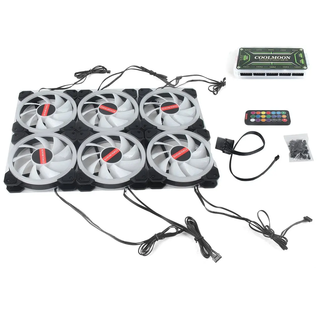 

6pcs Computer PC Cooler Cooling Fan LED 120mm RGB Fan Computer Case 1800 RPM 20000hrs 33CFM 3.8W computer components pc case