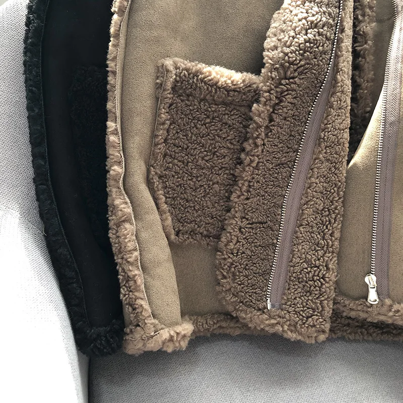 Женский жилет из овечьей шерсти Новинка весна-зима 2024 свободная меховая замшевая