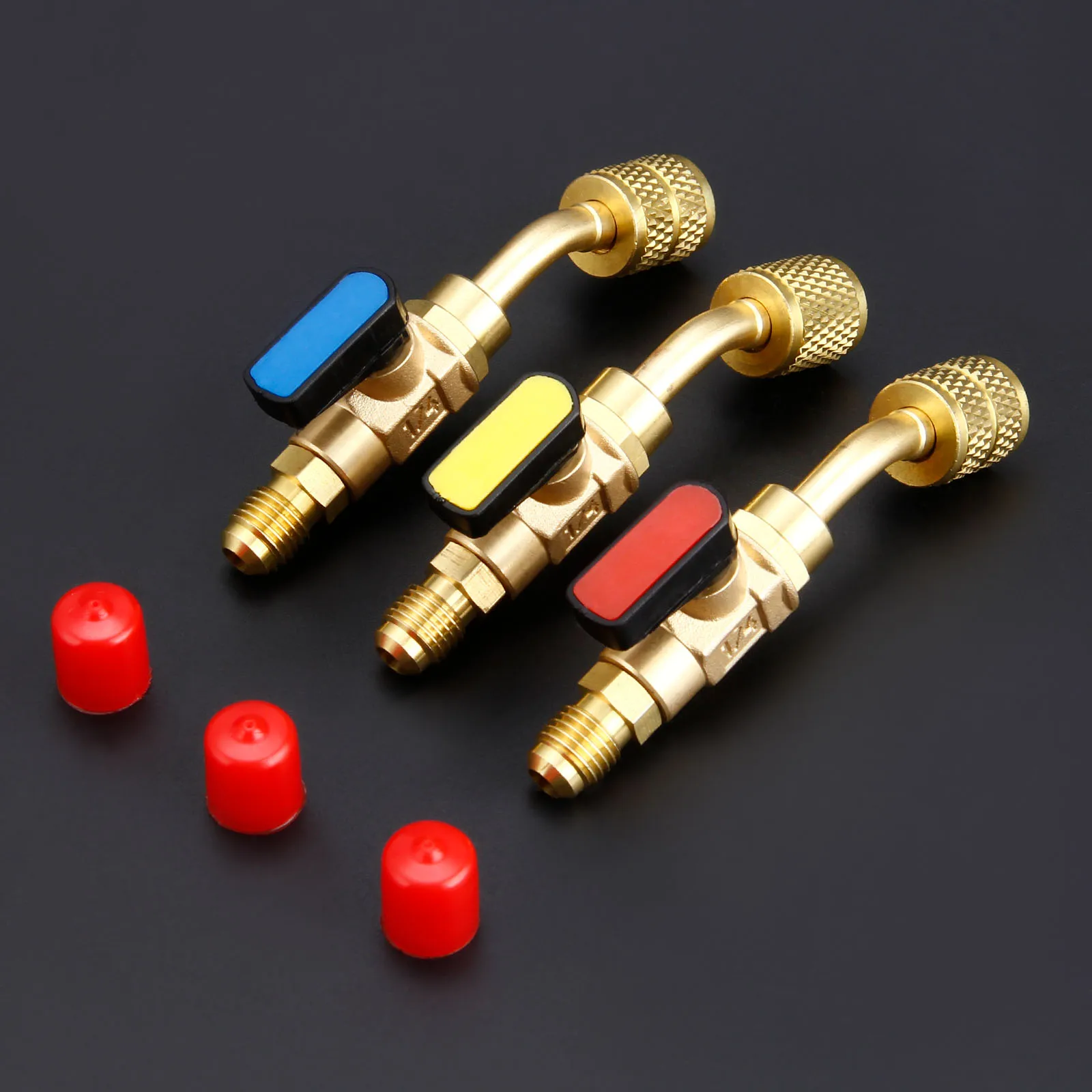 Управляемый хладагент A/C угловой ручной запорный клапан 1/4 &quotSAE Male и 5/16&quot SAE Female